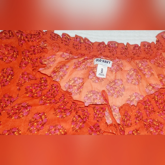 XL RUFFLE COLLAR SHEER FLORAL BLOUSE - Picture 2 of 7